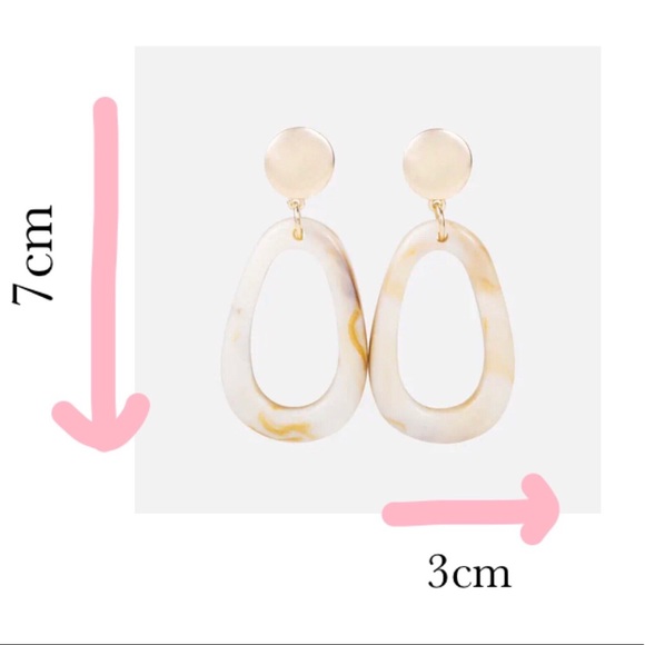 NWT Bizou Gold Marbled Dangle Drop Hoop Earrings - Picture 2 of 2